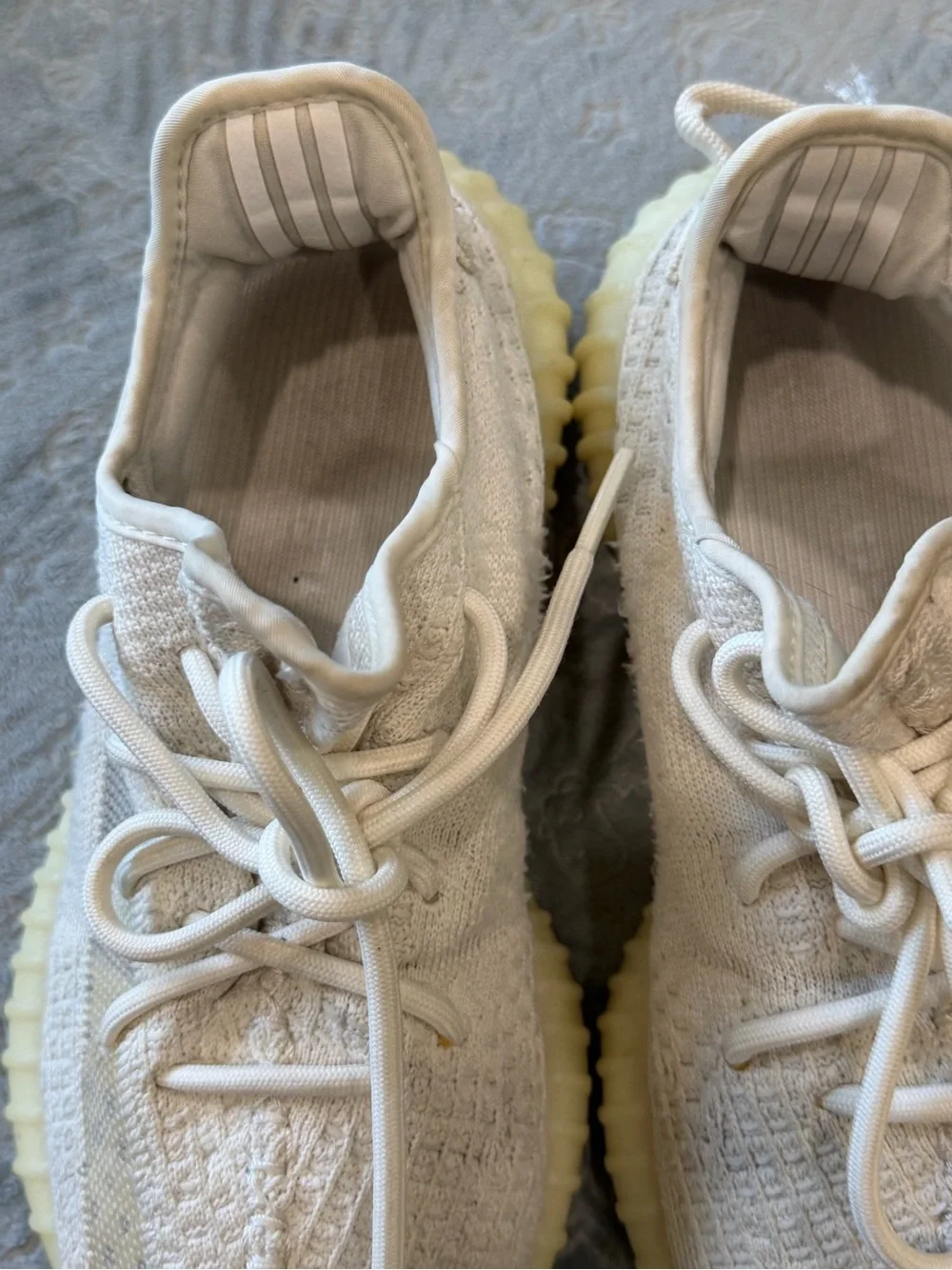 Yeezy Boost Kids White Knit Sneakers with Yellow Sole